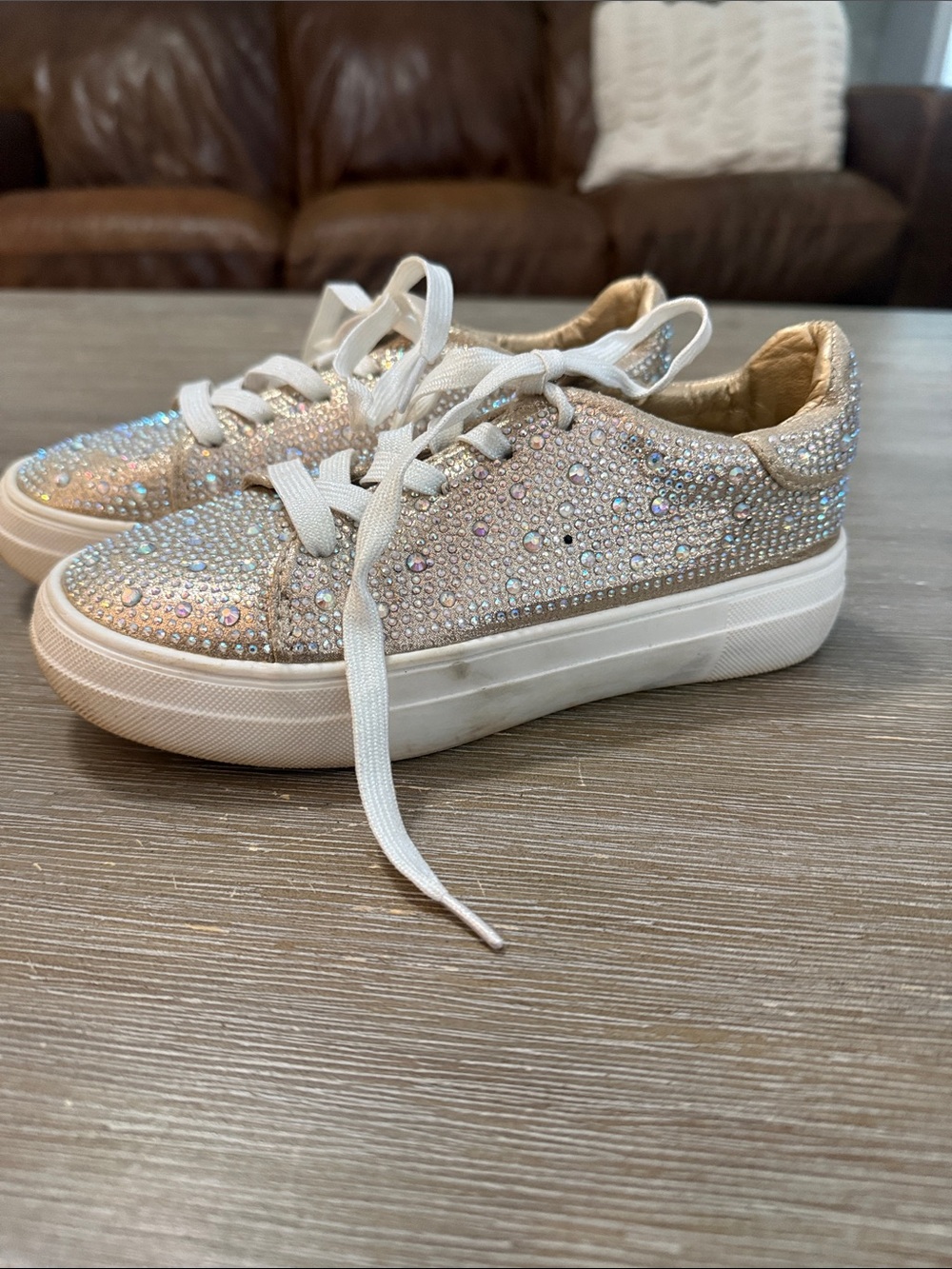 Sparkle Rhinestone Kids Sneakers in Silver - Picture 2 of 4